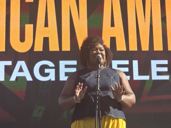 Vocalist performing at African American Heritage Night, Petco Park