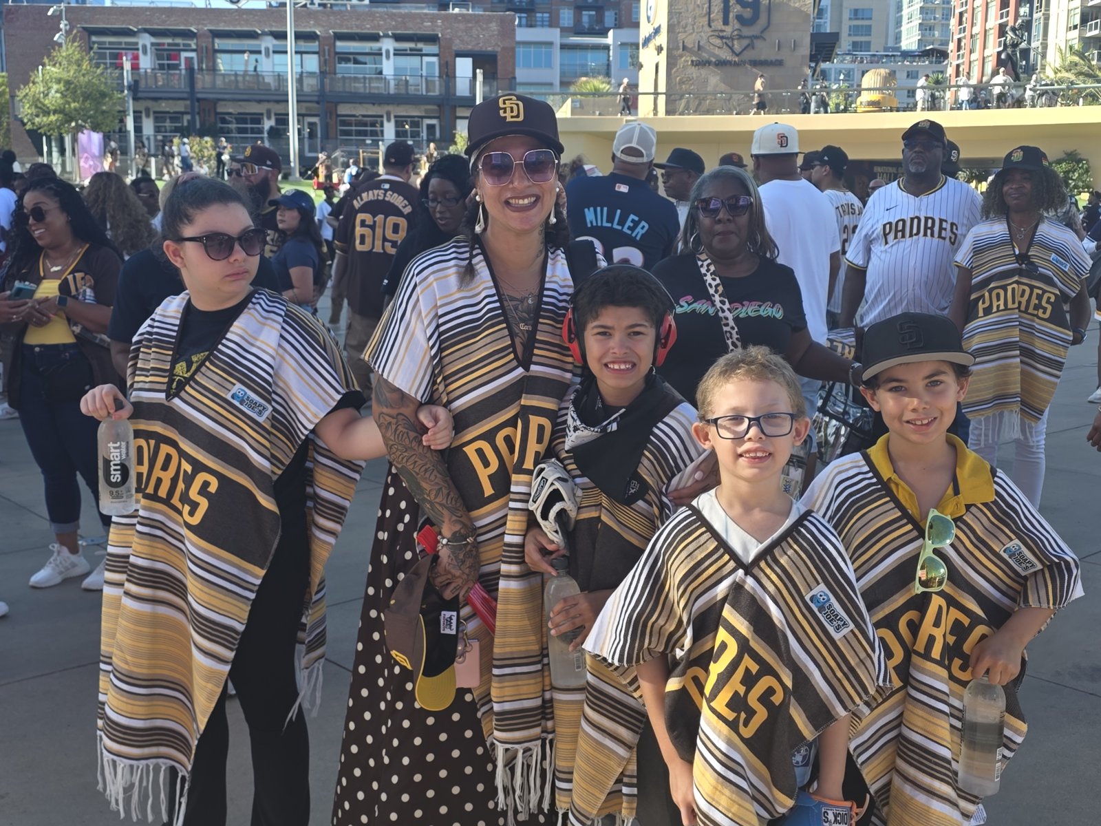 Family celebrating at African American Heritage Night, Petco Park