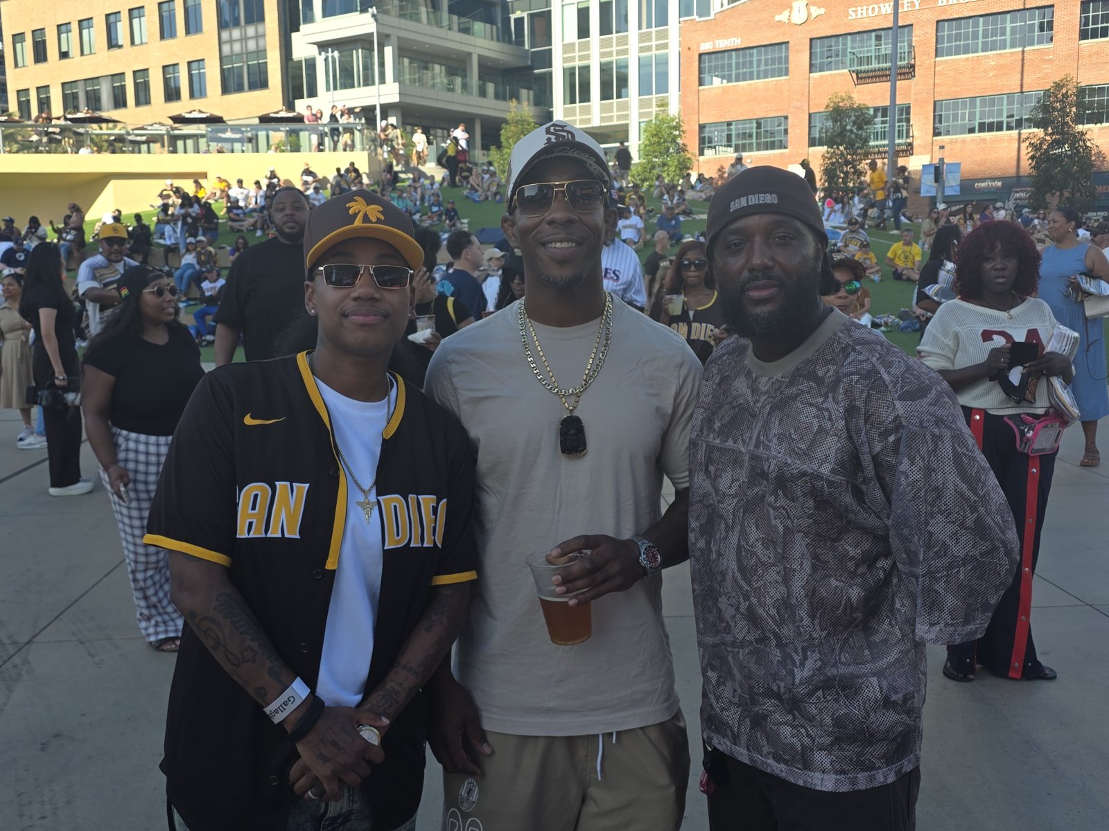 Friends gathering at Gallagher Square during African American Heritage Night