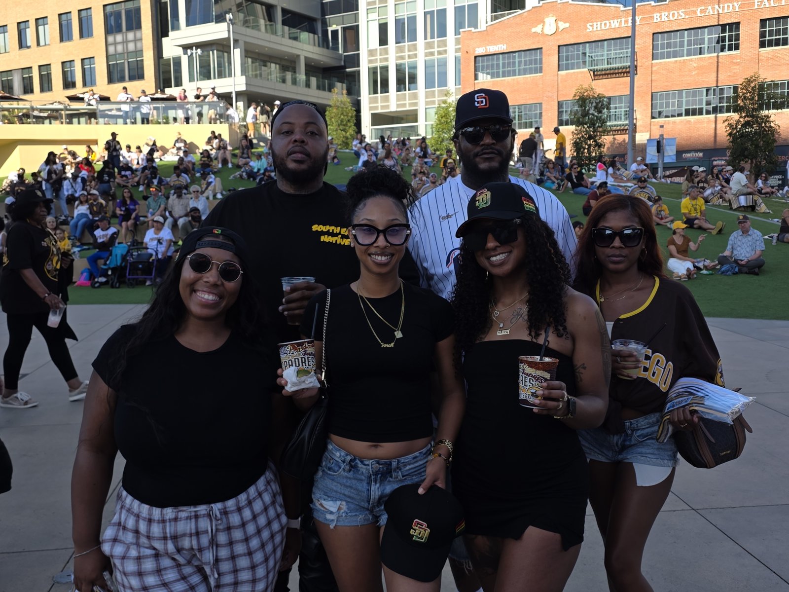 Group of friends at African American Heritage Night, Gallagher Square