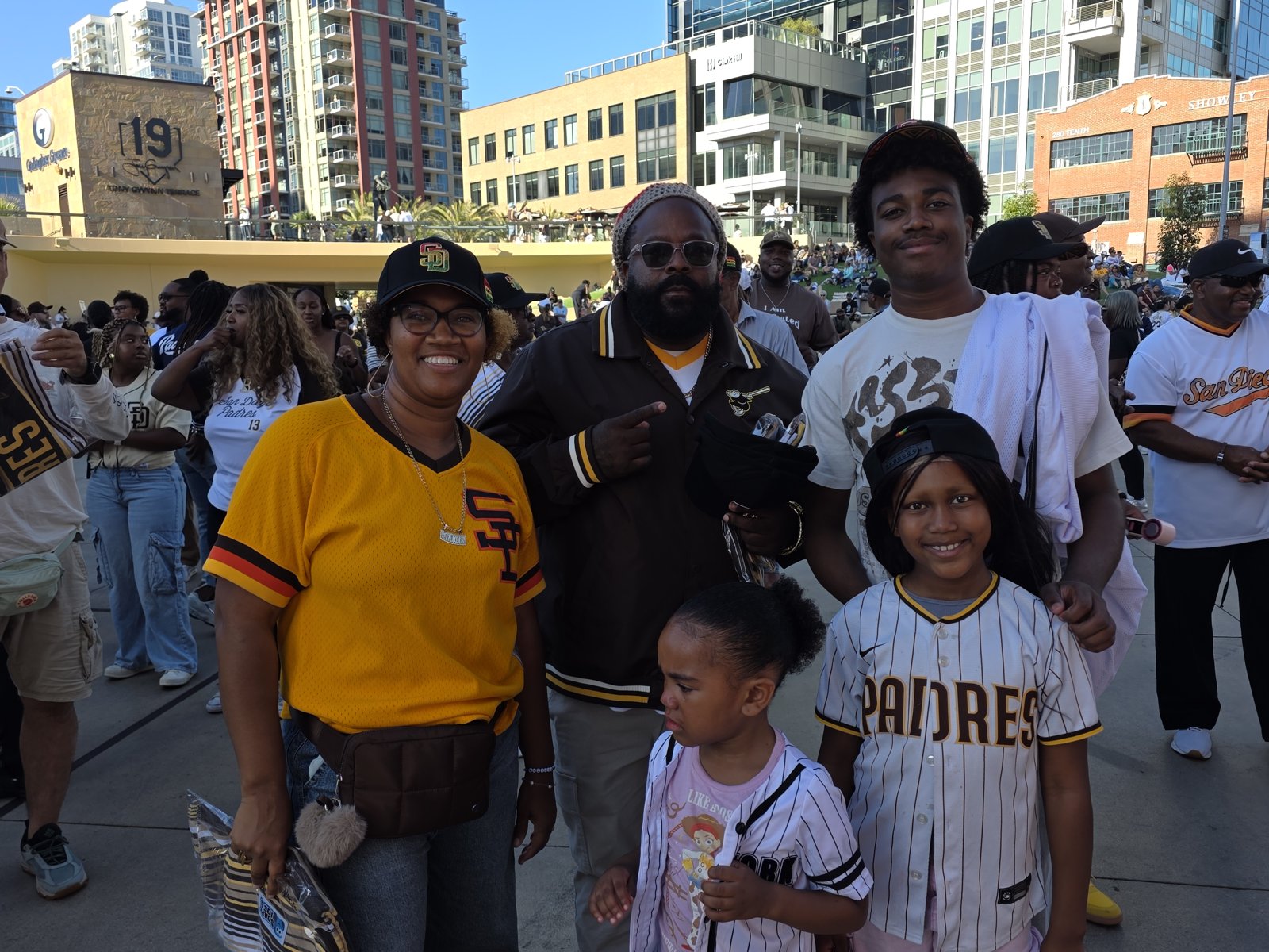 Family celebrating African American Heritage Night at Petco Park