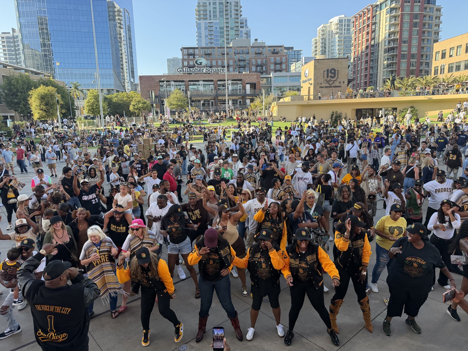 Crowd dancing at African American Heritage Night, Gallagher Square
